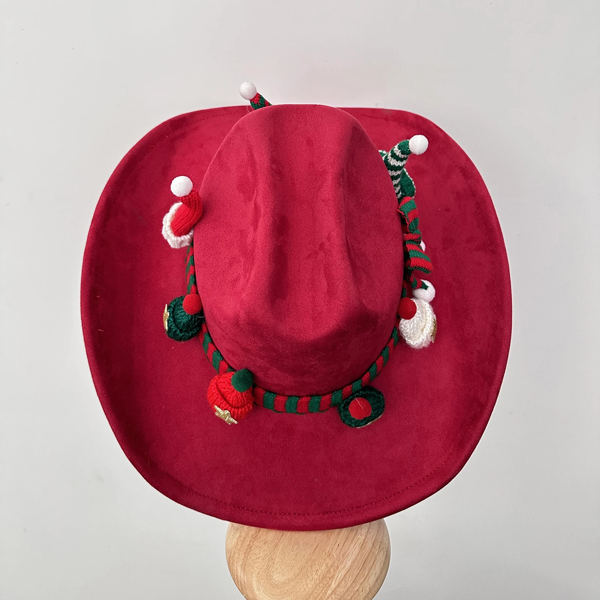 

Christmas Men Cowboy Hat Novelty Stiff Brim Wild West Cap for Costume Party Performance Stage Show