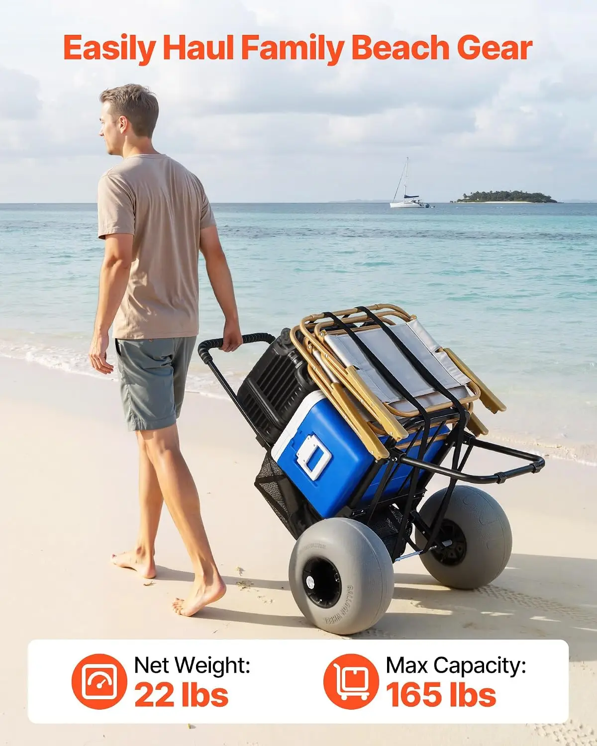 Beach Dolly with Big Wheels for Sand, 18