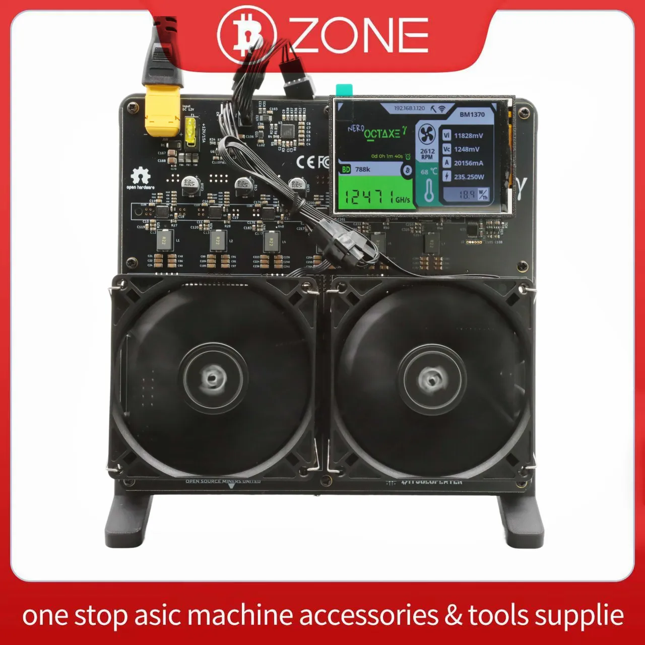 

BitSoloPlayer NerdOCTAxe Rev3.1 Titan 12Th/s 200W Bitcoin Solo Miner с блоком питания