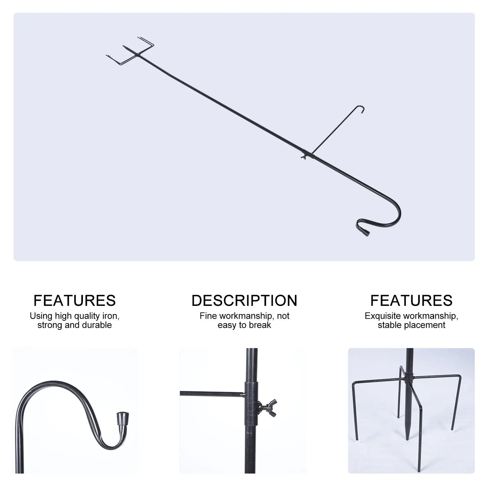 

Iron Shepherd Hook Garden Flagpole Stand Ground Inserted Hanger For Yard Outdoor Decoration Streetlamp Hanging Flowerpot Support