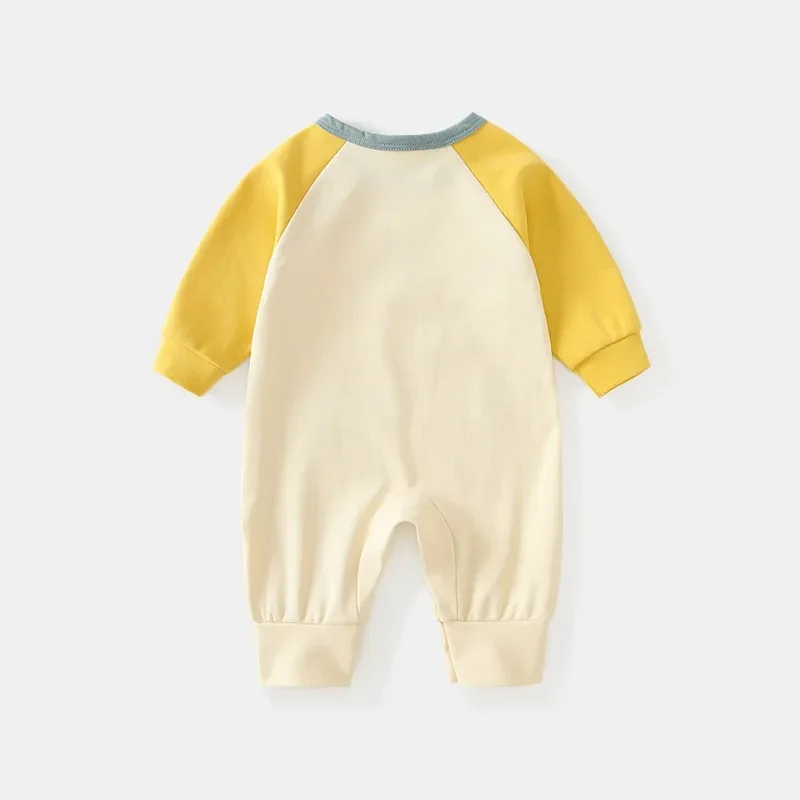 

Весенне-осенний детский комбинезон Disney с длинными рукавами, воротником и полосатым принтом Микки Мауса, детская одежда для прогулок на свежем воздухе