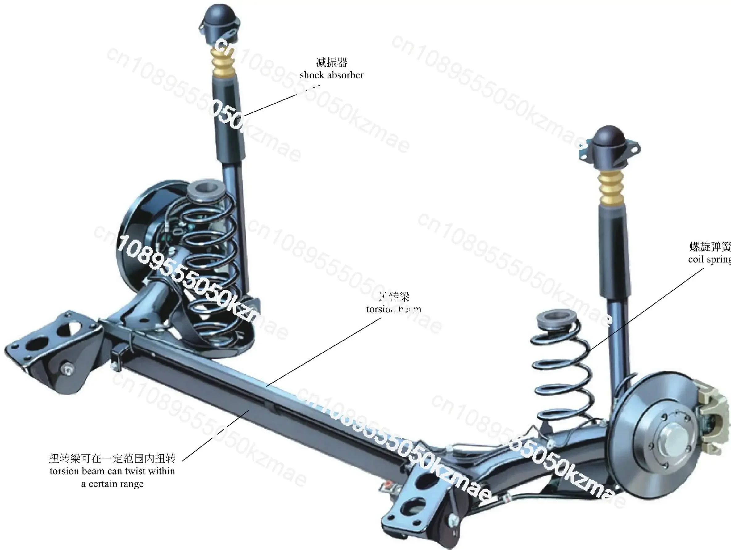 Rear Torsion Beam Axle Assembly, Heavy Duty Suspension Crossmember Beam, Replacement Part for Multiple Compact SUV & EV Models