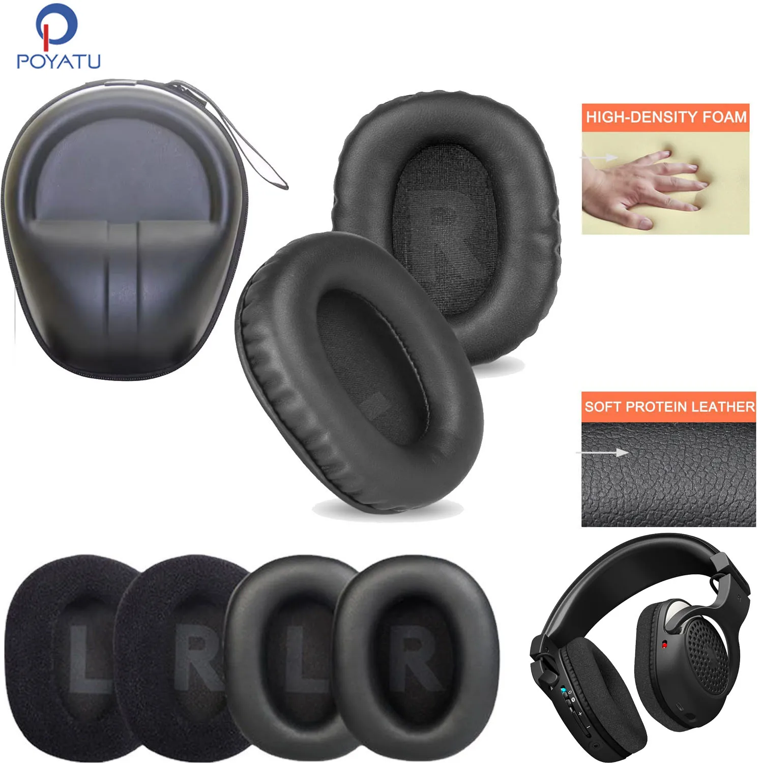 Poyatu YH-WL500 Earpads for Yamaha YH-WL Series WL500 Wireless Headphones Memory Foam Ear Pads Cushions Earmuff & Headphone Case