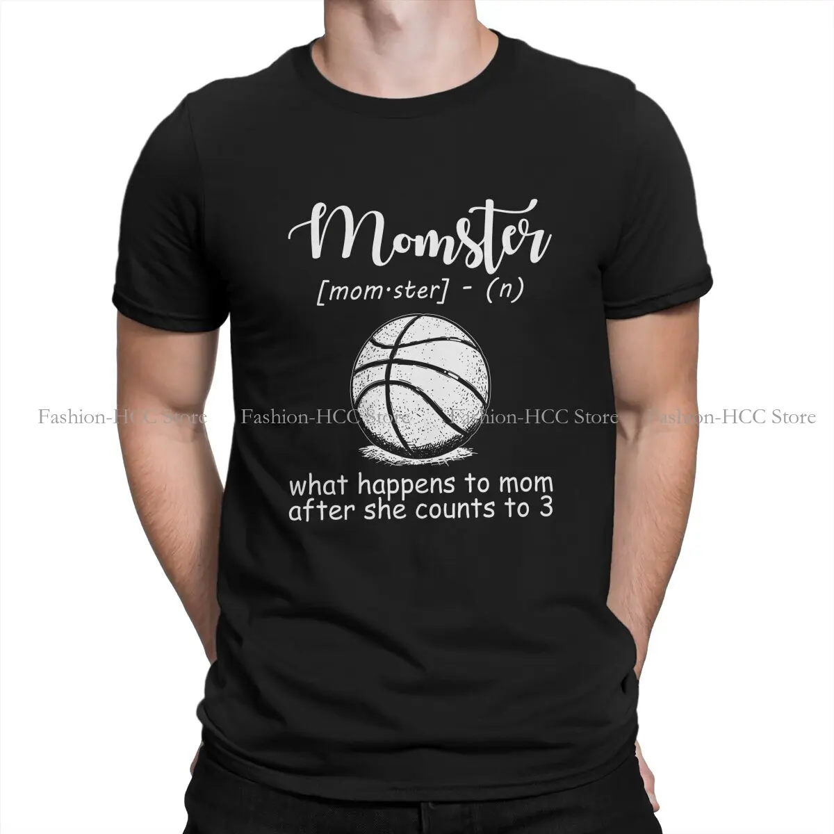 Basketball Polyester TShirts Momster Definition Mom Personalize Homme T Shirt Funny Clothing