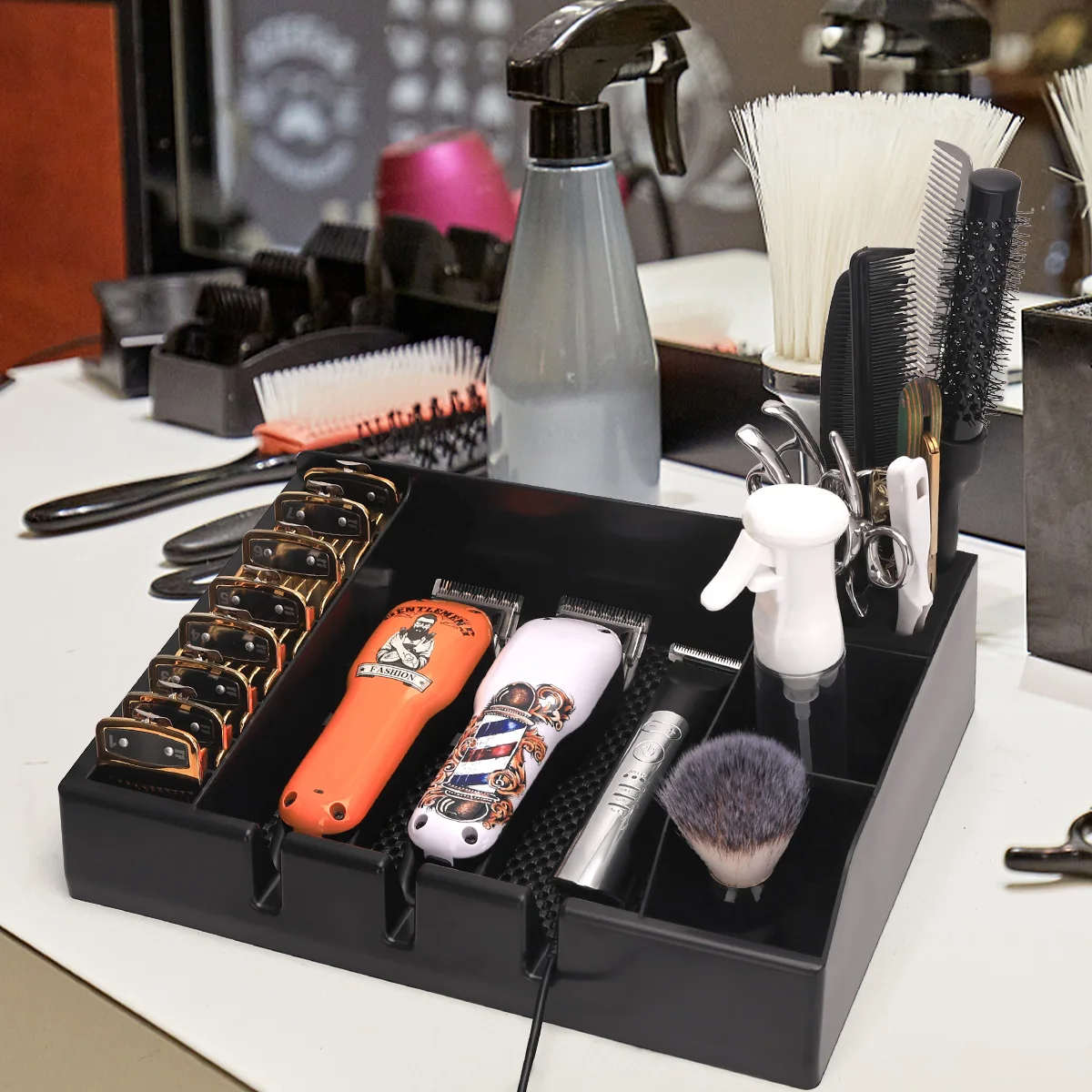 Barber Clipper Tray Anti-slip Hair Trimmer Holder, Multifunctional Hairdressing Tool Holder, Salon Haircut Supplies Storage Case