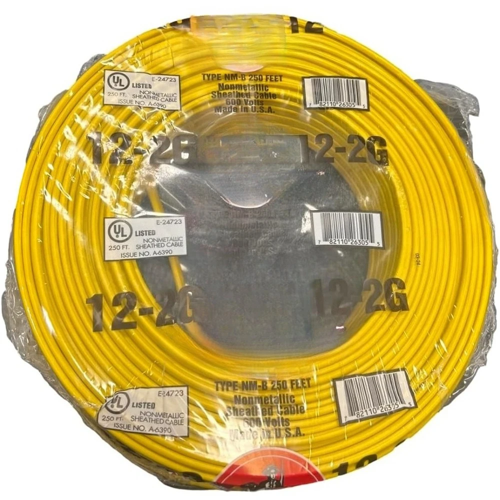 الأفضل - كابل أرضي من الأسلاك النحاسية الكهربائية الداخلية بطول 250 قدمًا بطول 12-2 AWG NM-B، أبيض (/2) #1