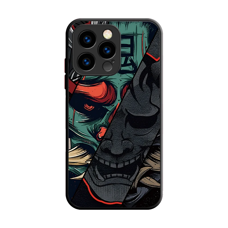 الساموراي هانا قناع شبح الطباعة جراب هاتف آيفون 17 الهواء 15 16E 16 زائد 14 13 12 11 برو ماكس XR X XS ماكس SE 2020 غطاء #6