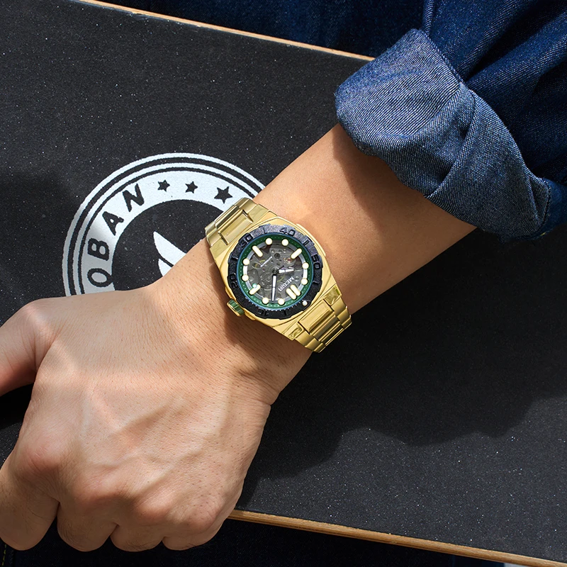 MEGIR Automatic Date Quartz Man Watch Casual Waterproof Wristwatch Luminous Clock Mechanical Watches for Men Wristwatch