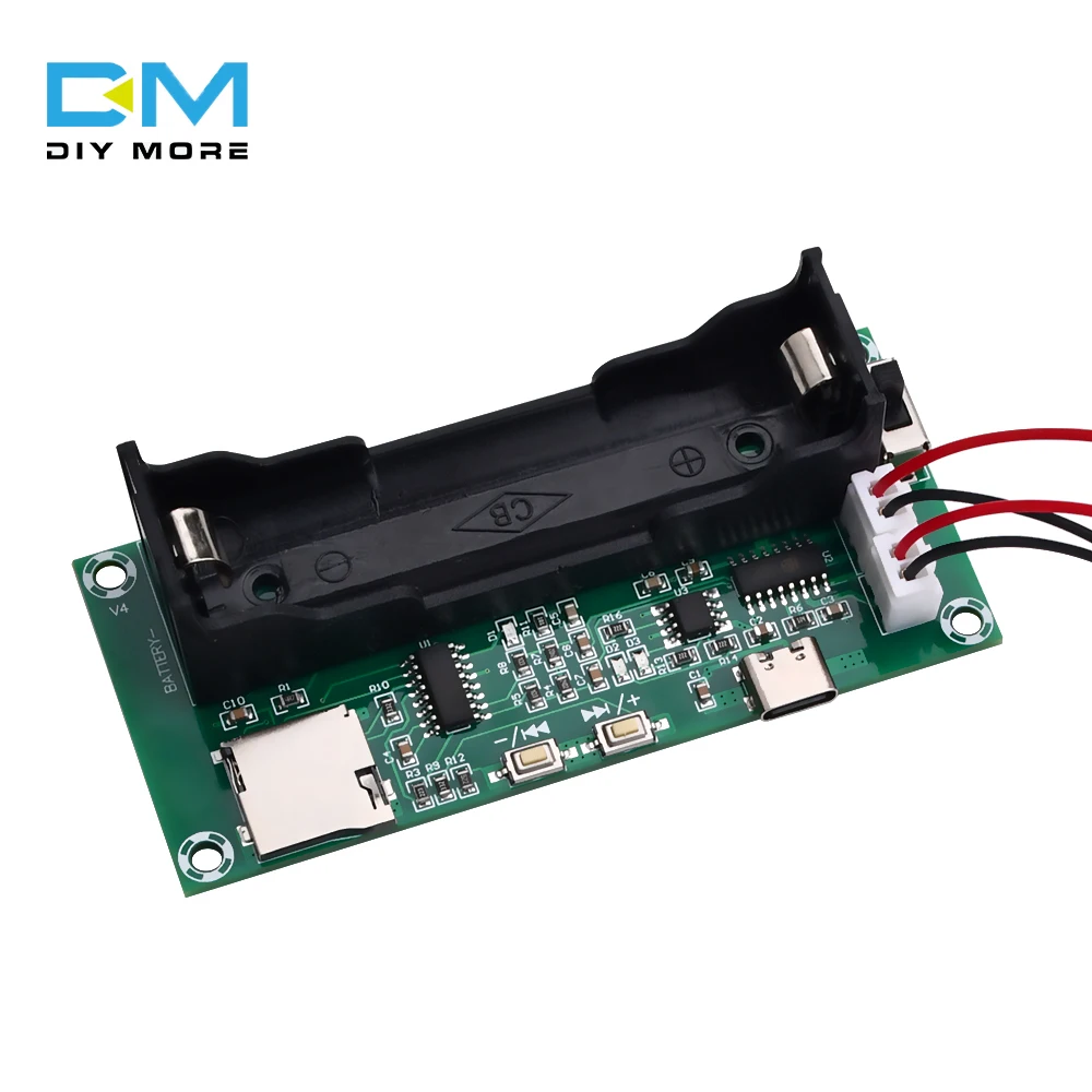 diymore PAM8403 Amplifier Board 2*5W 2.0 Channel Stereo Class D Audio Amplifier Bluetooth 5.0 18650 Battery Holder TF Card