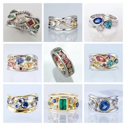 CAOSHI Trendy Exquisite Design Women's Party Rings with Multicolor Cubic Zirconia High-quality Accessories Great Gifts for Mom