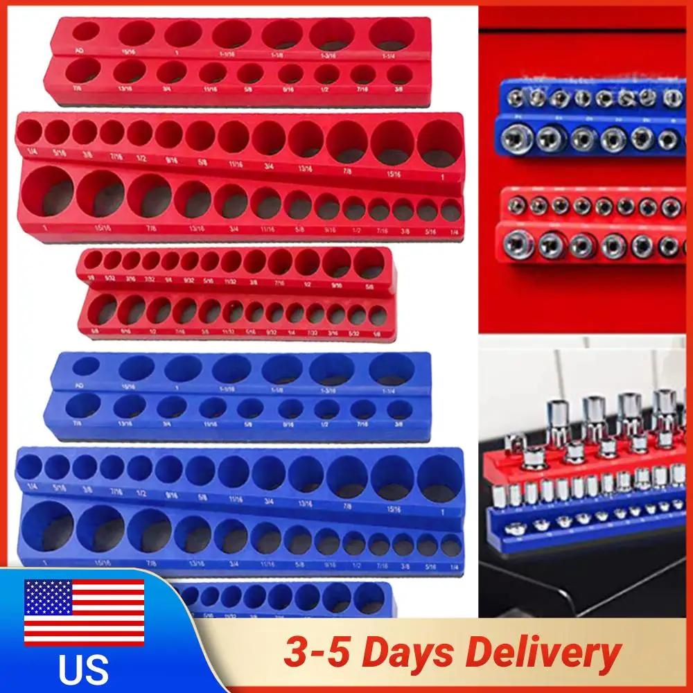 

Magnetic Socket Organizer Set 1/2 3/8 1/4 Drive Metric SAE Socket Trays Magnetic Socket Organizers Professional Tools Organizer