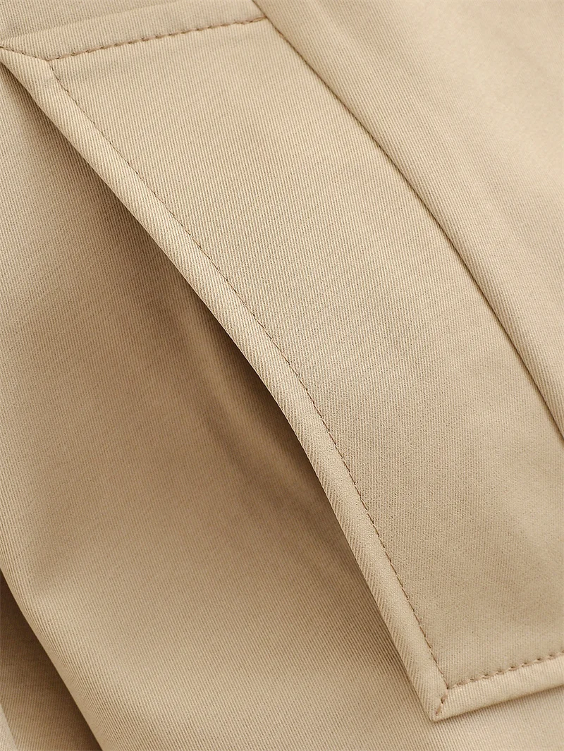 Abrigo de mujer 2025 otoño nuevo estilo caqui de manga larga doble botonadura gabardina corta Casual moda ropa de trabajo