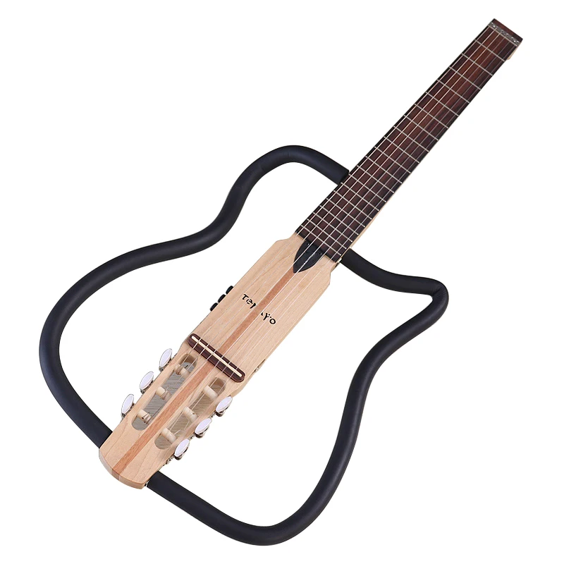 Stock Foldable 6 String Headless Classical Silent Guitar 34 Inch Full Canada Maple Body Silence Travel Guitar Right & Left Hand