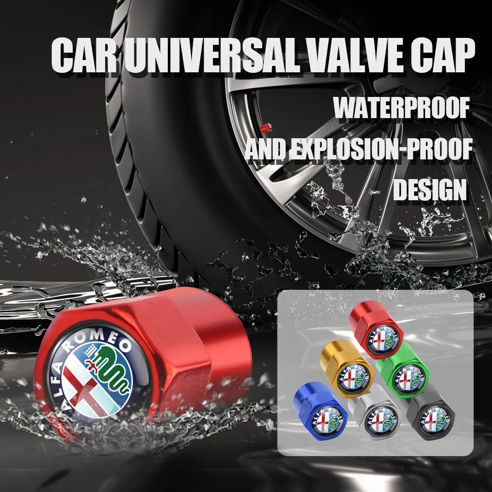 

4Pcs New Car Wheel Tire Valve Caps Air Stem Cover Accessories For Alfa Romeo Giulia Stelvio Giulietta 16 19 147 Mito Tonale Brer