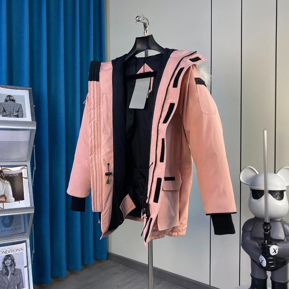 الفاخرة الشتاء سميكة قصيرة أسفل سترة العلامة التجارية الشهيرة الدافئة تنوعا مقنعين مصمم الخبز معطف المرأة طويلة الأكمام معطف مبطّن