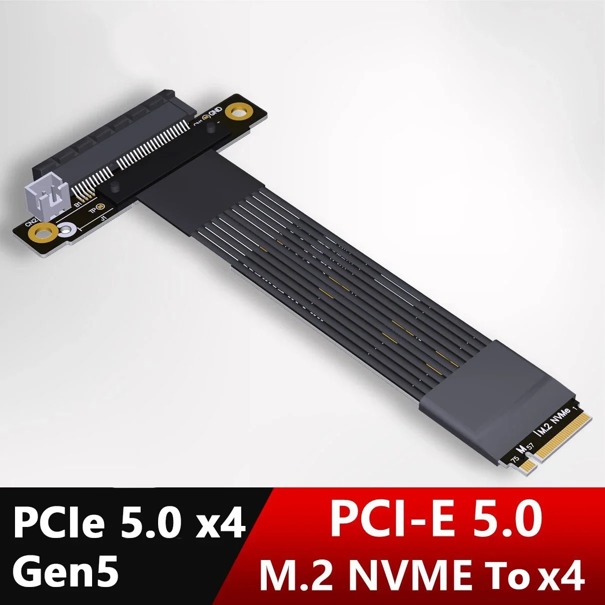 M.2 NVMe to PCIe 5.0 x4 Extension Cable High-Speed Lossless Flexible Ribbon Cable Supports Gen5