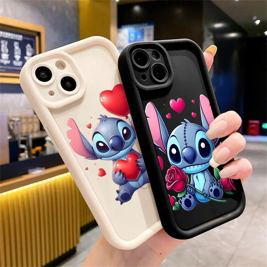 Cartoon Disney Cute Stitch Case For Apple iPhone 16 15 11 13 14 Pro Max 12 Silicone 15 Plus 11Pro Soft Phone Cover