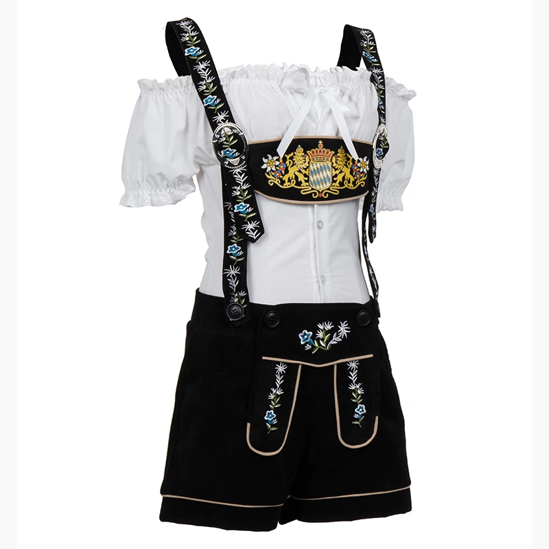 Juego de tirantes bordados de Lederhosen, uniforme tradicional de la nación Bávara Alemana, Oktoberfest, vestido de fiesta de camarera de Cosplay, 2 unidades