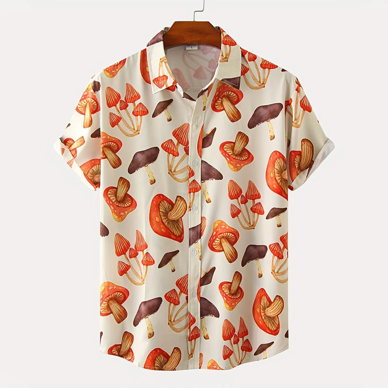 New 3D Dinosaur Printing Shirts For Men Plants Mushroom Graphic Shirts For Women Children Fashion Hawaiian Shorts & Blouses Tops