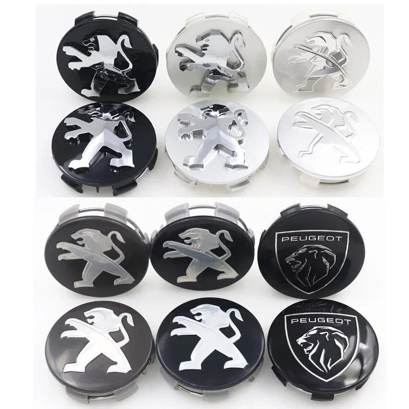 4pcs Newest 3D 60mm Peugeot Logo Car Emblem Wheel Center Hub Cap Auto Rim Refit Dust-proof Badge Covers Styling Accessories