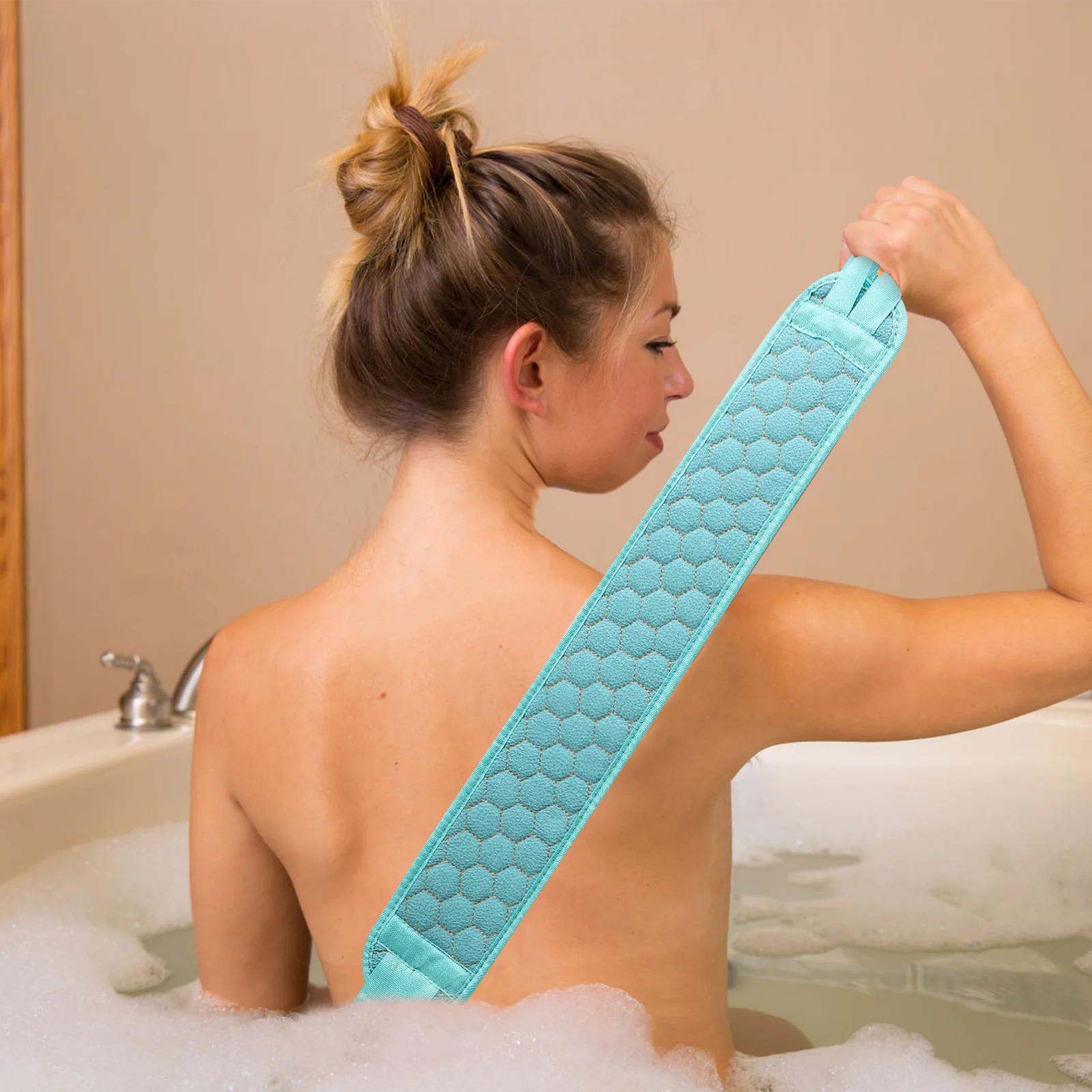 

1pc Back Scrubber Strip Thickened Long Bathing For Body Exfoliating Shower Cleaning Dual Hand Strings Rubbing Towel Back-Pulling