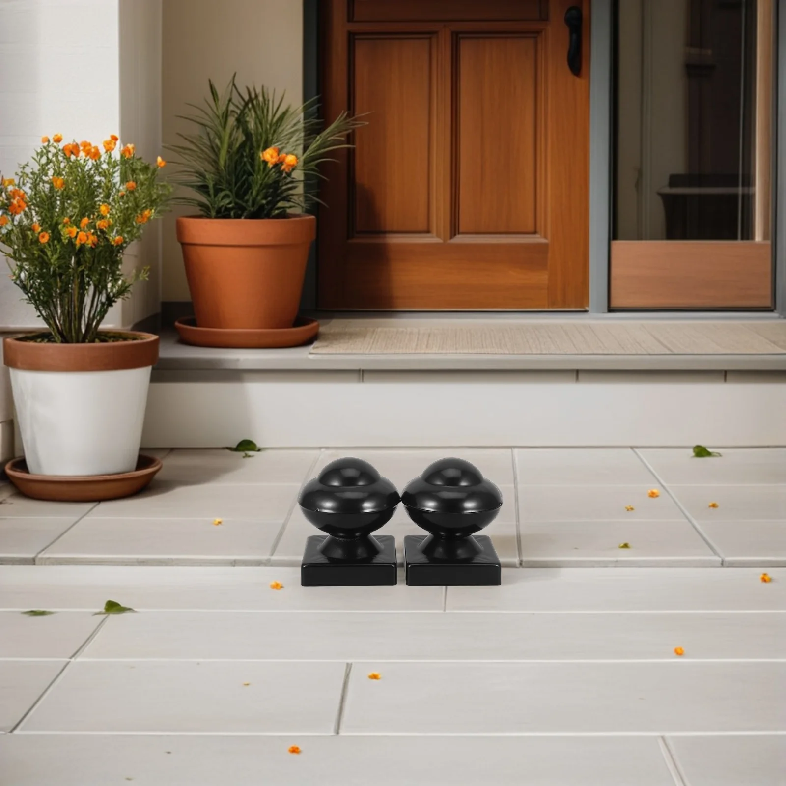 2 قطعة قبعات عمود الحديد للخدمة الشاقة مانعة لتسرب الماء سطح السفينة القبعات العالية تركيبات البوابة الزخرفية حديقة سياج الملحقات-عمدة السياج #4