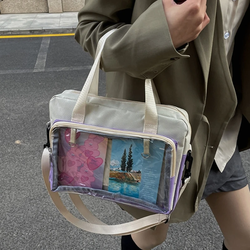 Harajuku Clear Shoulder Bag Japanese Girls School Uniform Casual Tote Women Transparent Crossbody Bag Lovely Dating Handbag