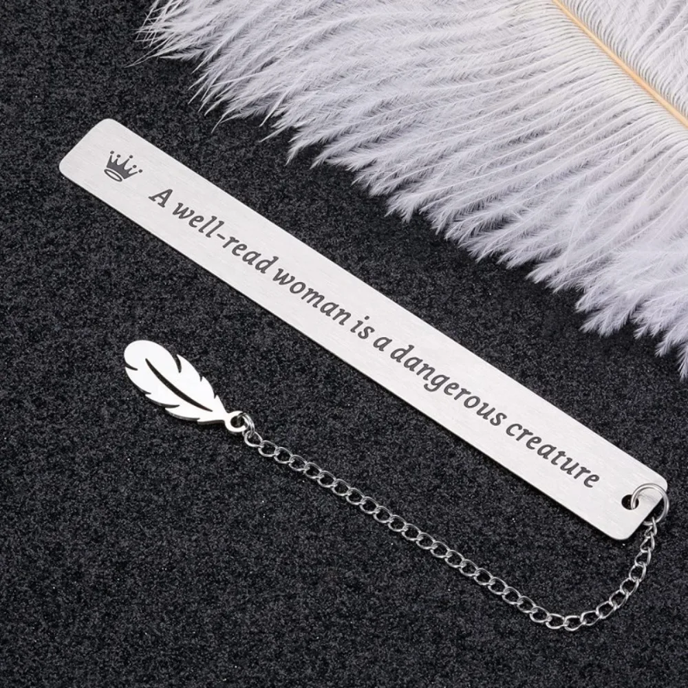 Stationery Retro Bookmark a Well-read Woman Book Label Metal Bookmark Leaf Pendant Inspirational Page Mark