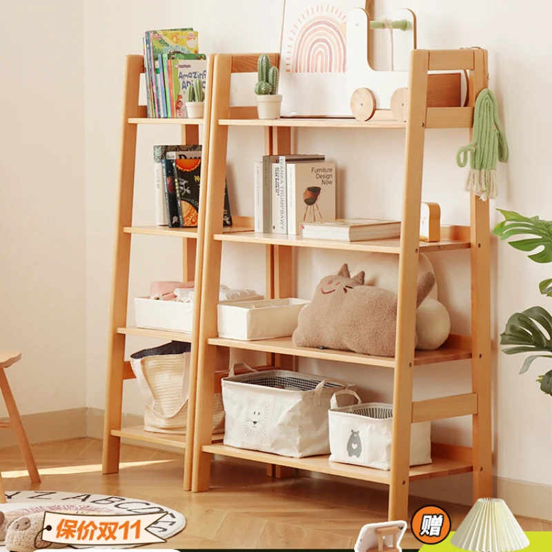 

Xiao Qiao made wood, all solid wood, beech wood storage bookshelf, storage rack, multi-layer floor storage rack, large capacity