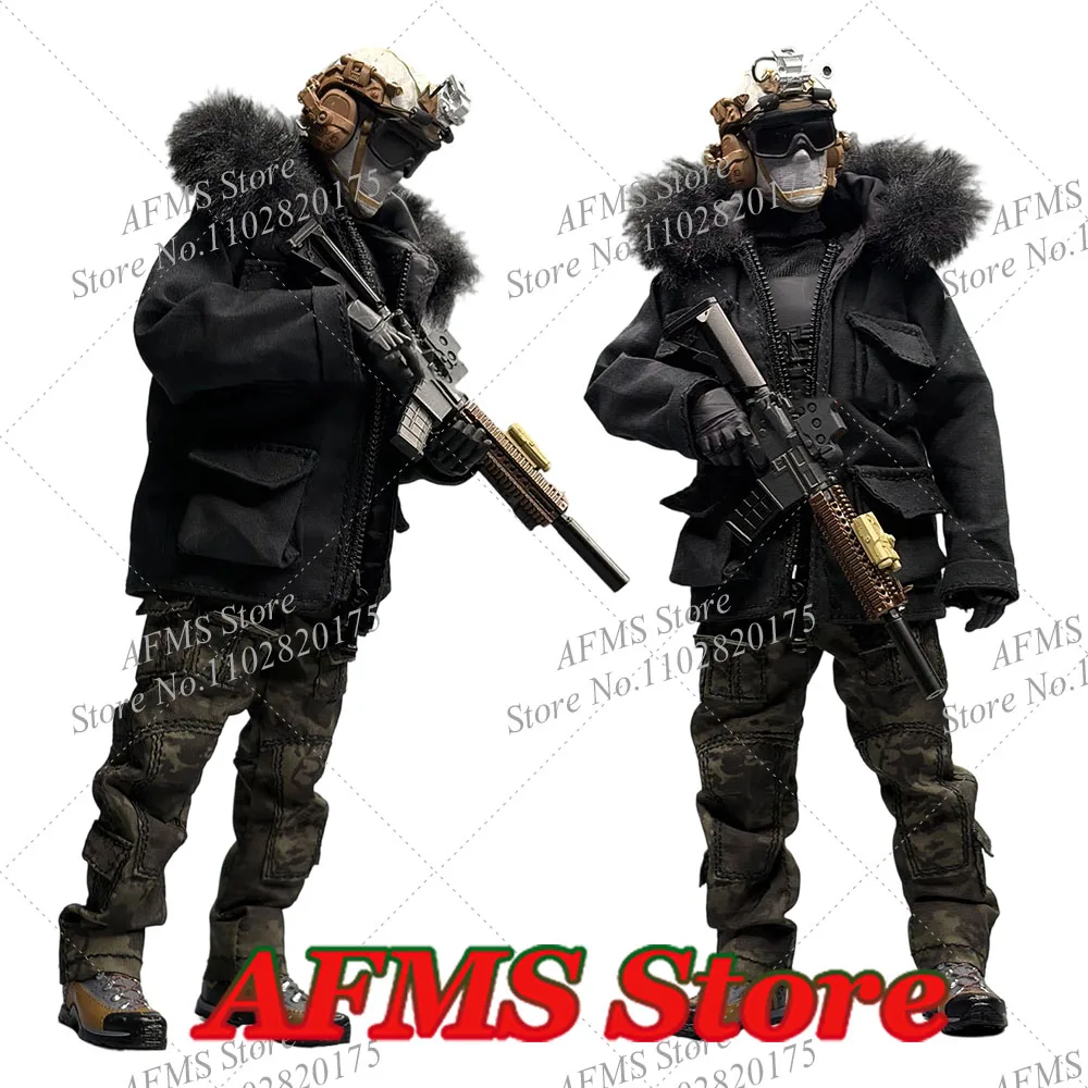 

1/12 Men Soldier Fur Collar Workwear Jacket Snow Mountain Ghost Combat Uniform Coat Fit 6Inch Action Figure Soldier Doll