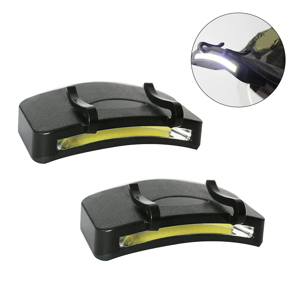 2 Buah Lampu Depan Clip On Cob Portabel Tahan Lama Kecerahan Tinggi untuk Aktivitas Luar Ruangan Mendaki Berkemah Berlari Bersepeda