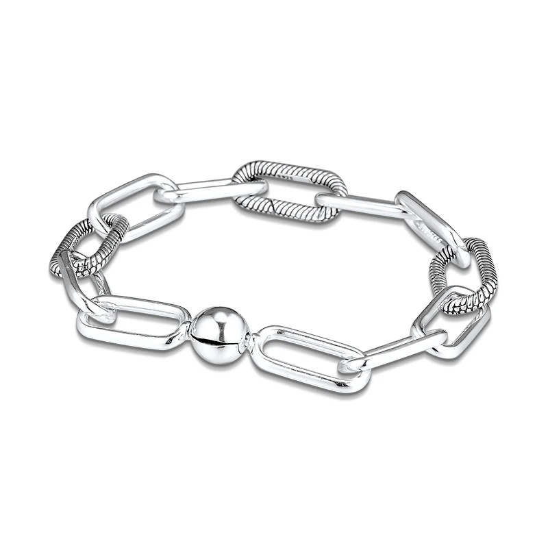 Me Link-pulsera de plata de ley 925 para mujer, brazalete de hilo, compatible con Mini Charm Beads, regalo DIY, MB001