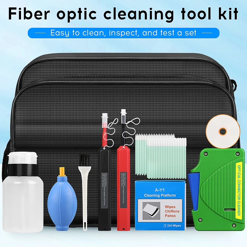 

Набор инструментов для чистки оптоволокна SC/FC/ST/LC Коробка для чистки торца оптического волокна Ватный тампон 1,25 мм/2,5 мм Ручка для чистки оптоволокна