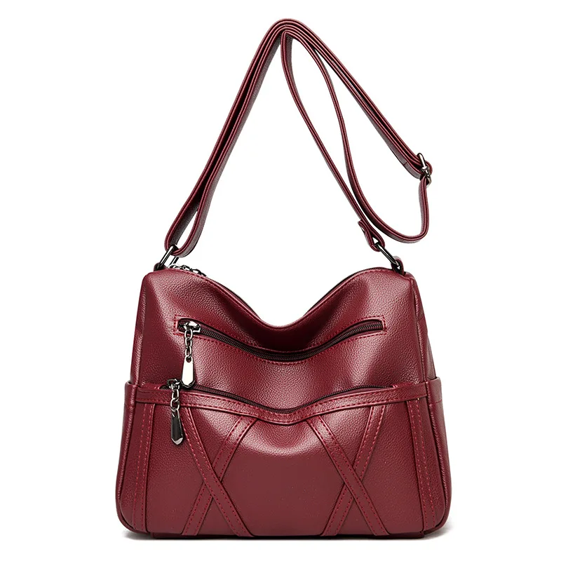 2024 New Middle-aged and Elderly Women\'s Bags Shoulder Messenger Women\'s Soft Leather Fashion Mommy Portable Bag Bags for Women