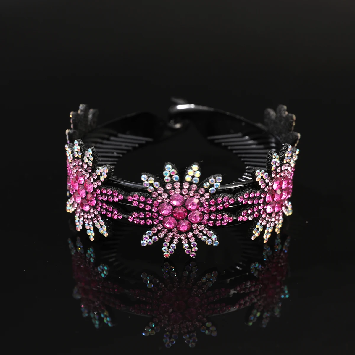 AWAYTR 패션 크리스탈 플라워 헤어핀 번 헤어 클립 포니테일 버클 헤어 클립 확장형 헤어 액세서리 여성용 바레트