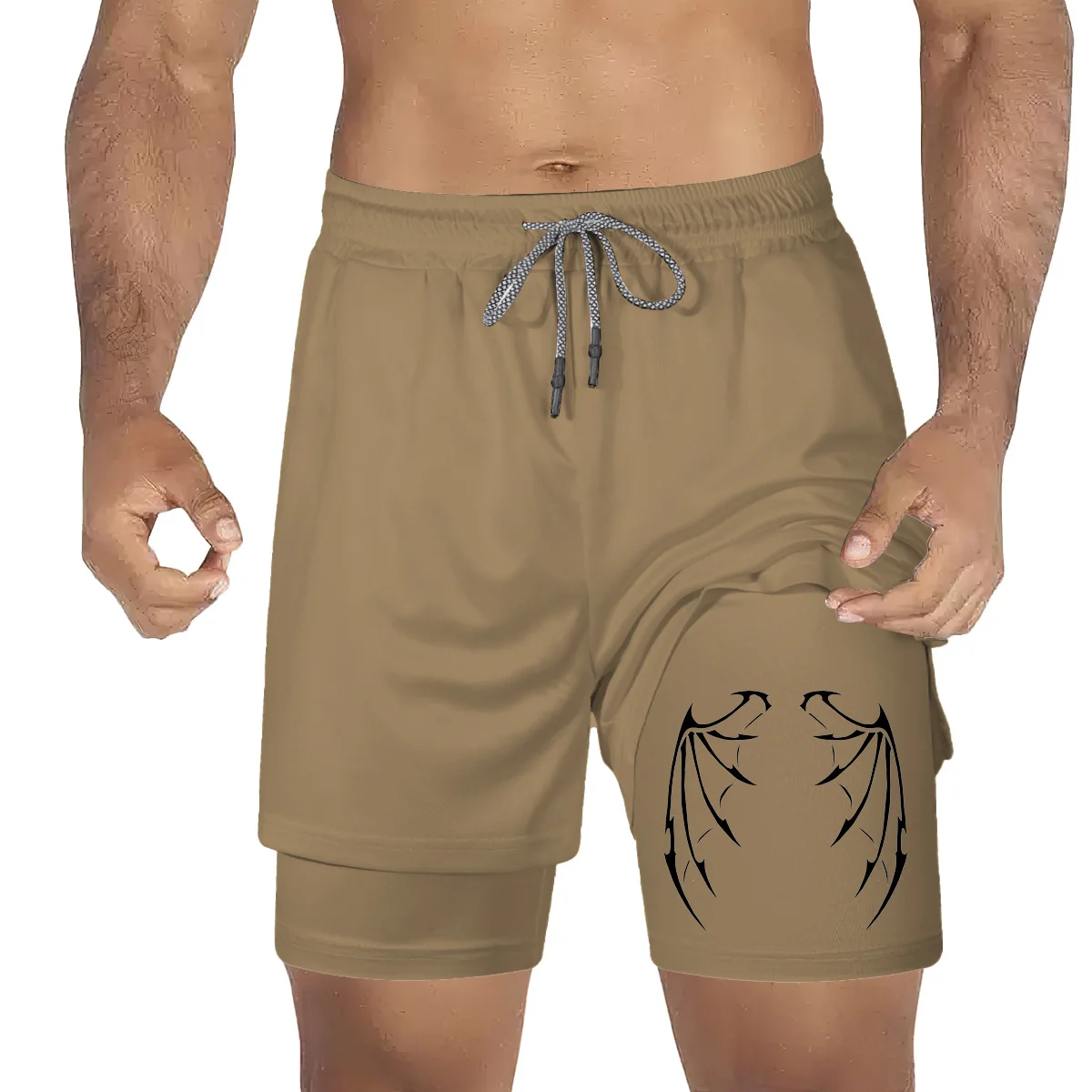 Berserk-2-in-1-Sportshorts für Männer, schnell trocknende Shorts, Fitness-und Fitness training, doppels chichtig