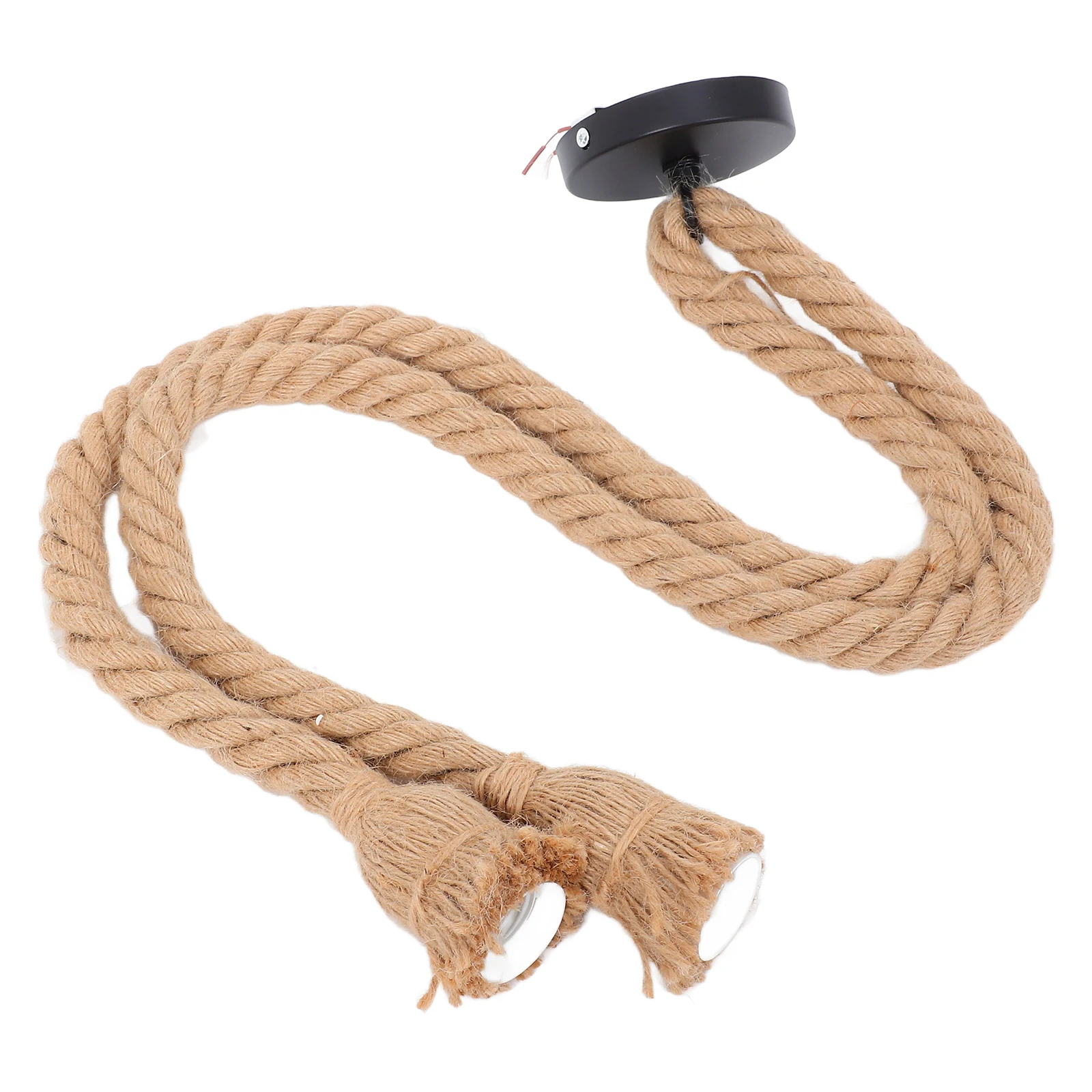 

Industrial Style Rattan Rope Hanging Light Fixture Double Headed Pendant Lamps for Cafe Restaurant Decor
