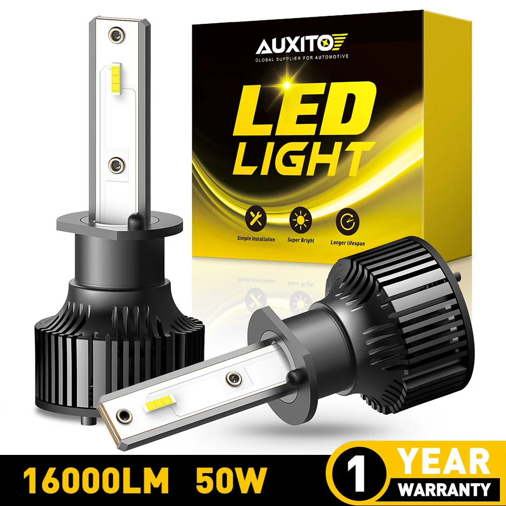 AUXITO 2 sztuki H1 H7 LED dla żarówka reflektora samochodu LED H4 9003 H8 H11 9005 HB3 9006 HB4 Mini lampa samochodowa 12V 6000K biały