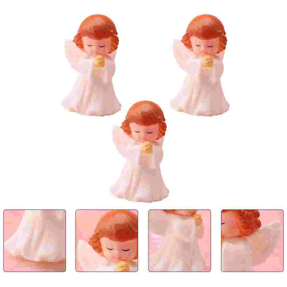 

3 Pcs Praying Angel Reborn Baby Dolls Little Sculpture Blessing Model Figurine Decor Clothing Adornment Vinyl Home