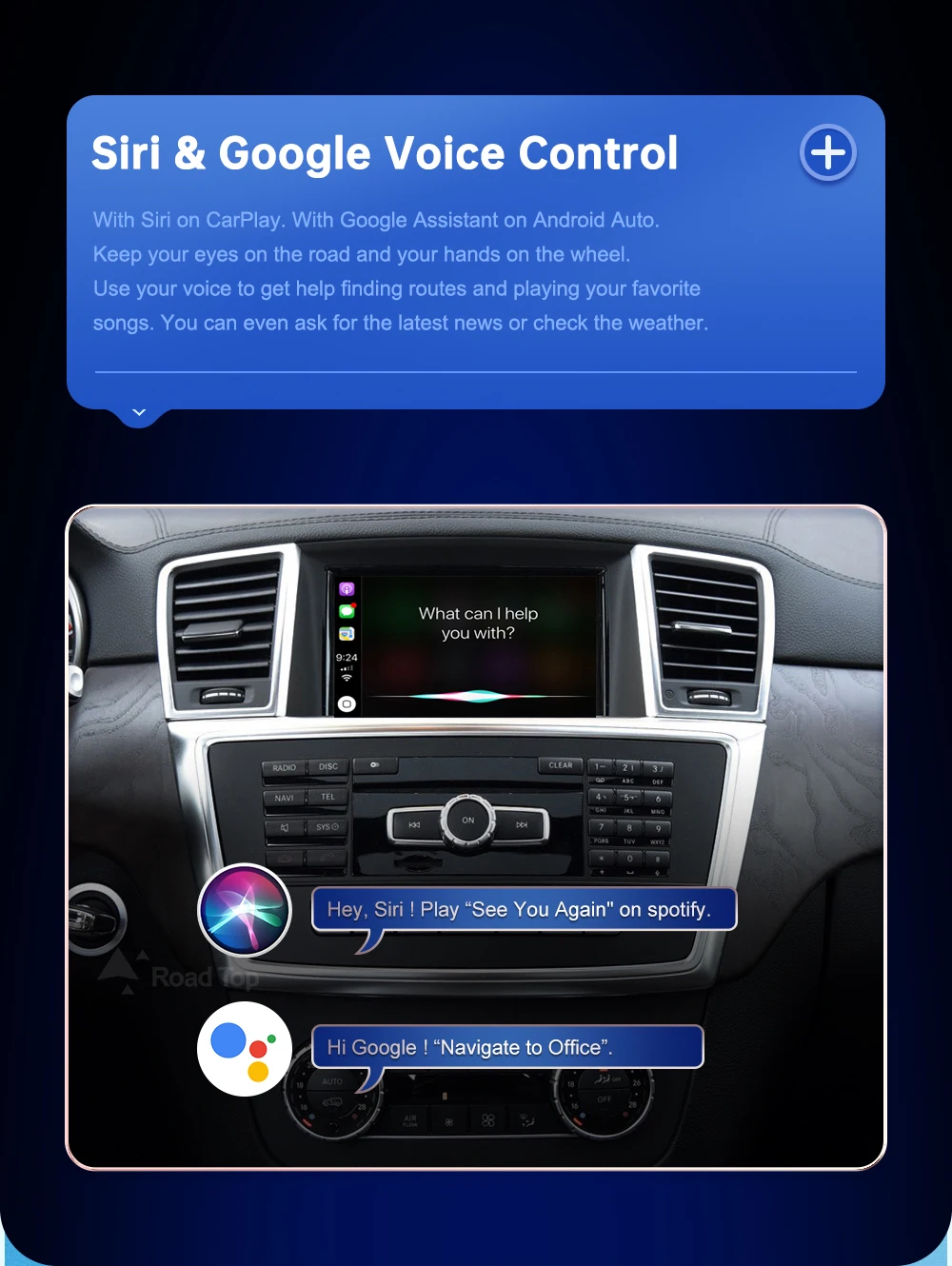 Drahtloses Android Auto für Mercedes Benz ML GL W166 X166 NTG4.5/4.7 2011–2015 mit Carplay-Schnittstelle Mirror Link AirPlay – Detail 13