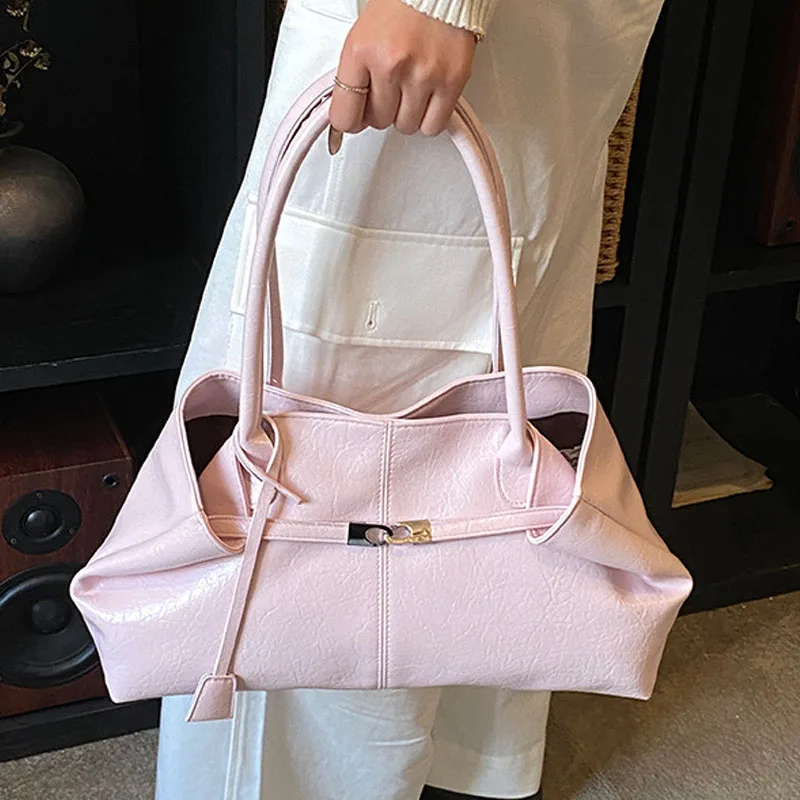 2026 New Large Capacity Soft Leather Pleated Women's Handbag Retro Commuter Tote Bag Quality Single Shoulder Slant Bags