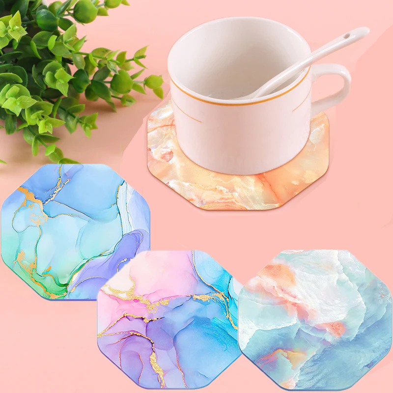 

4Pcs Irregularity Coaster Tea Cup Mat Acrylic Coaster Anti-slip Colours Dining Table Placemat Cafe Decoration Mug Mats Gifts