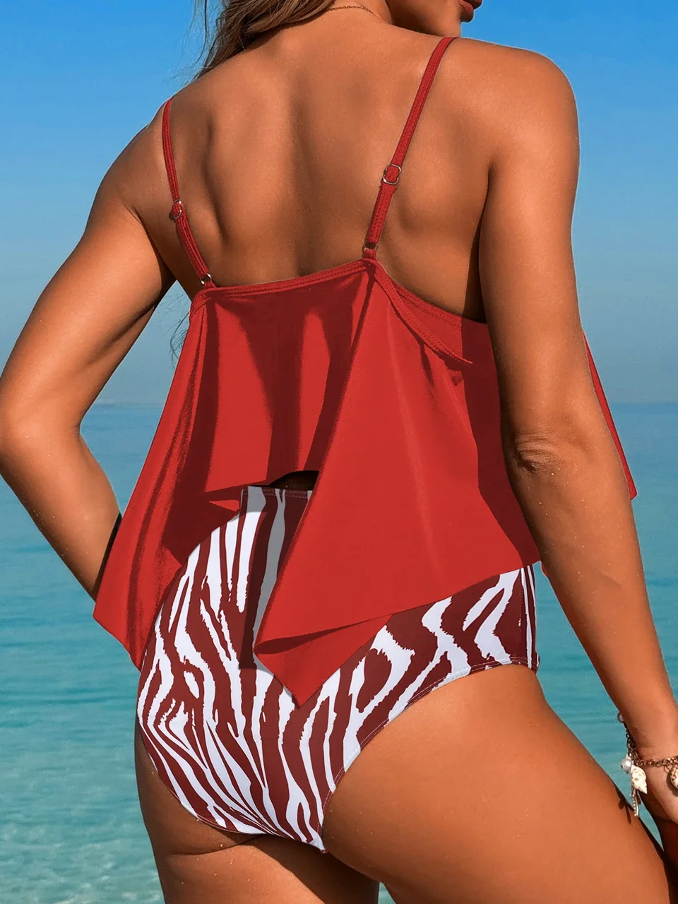 High Waist Bikini Women Print Swimwear 2025 Fashion Ruffle Trim Swimsuit Femaile Bathers Bathing Swimming Suit Beachwear Summer