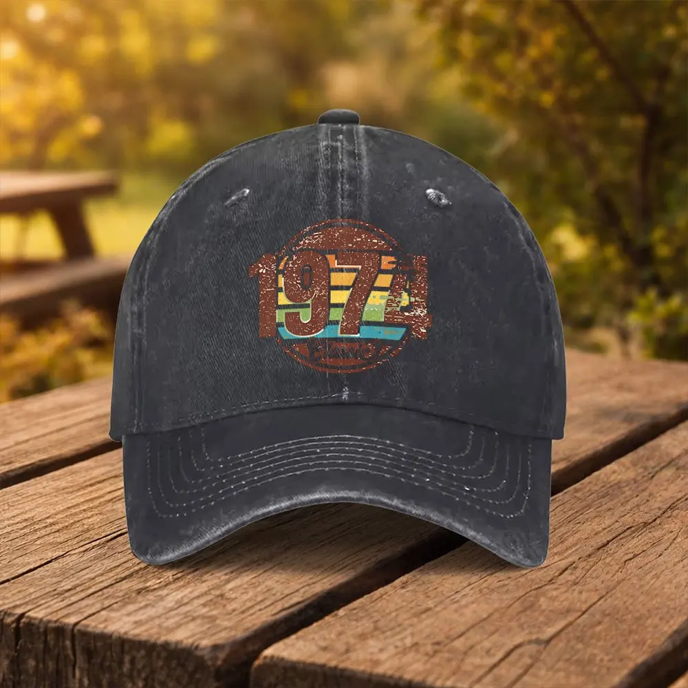1974 Vintage Print Baseball Cap, Unisex Fashion Duckbill Cap, Suitable for Outdoor Sports, Fitness, Travel, and Outings, Multipl