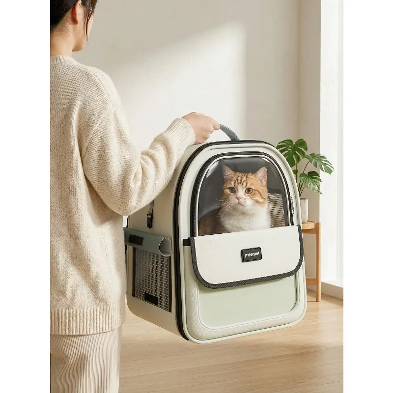 Pet Backpack, Large Cat Dog Travel Backpack, Transparent Capsule Design Pet Carrier, Cat Dog Supplies, Breathable Portable Handbag, Travel Bag, Christmas Valentine's Day Gift (Logo Random)