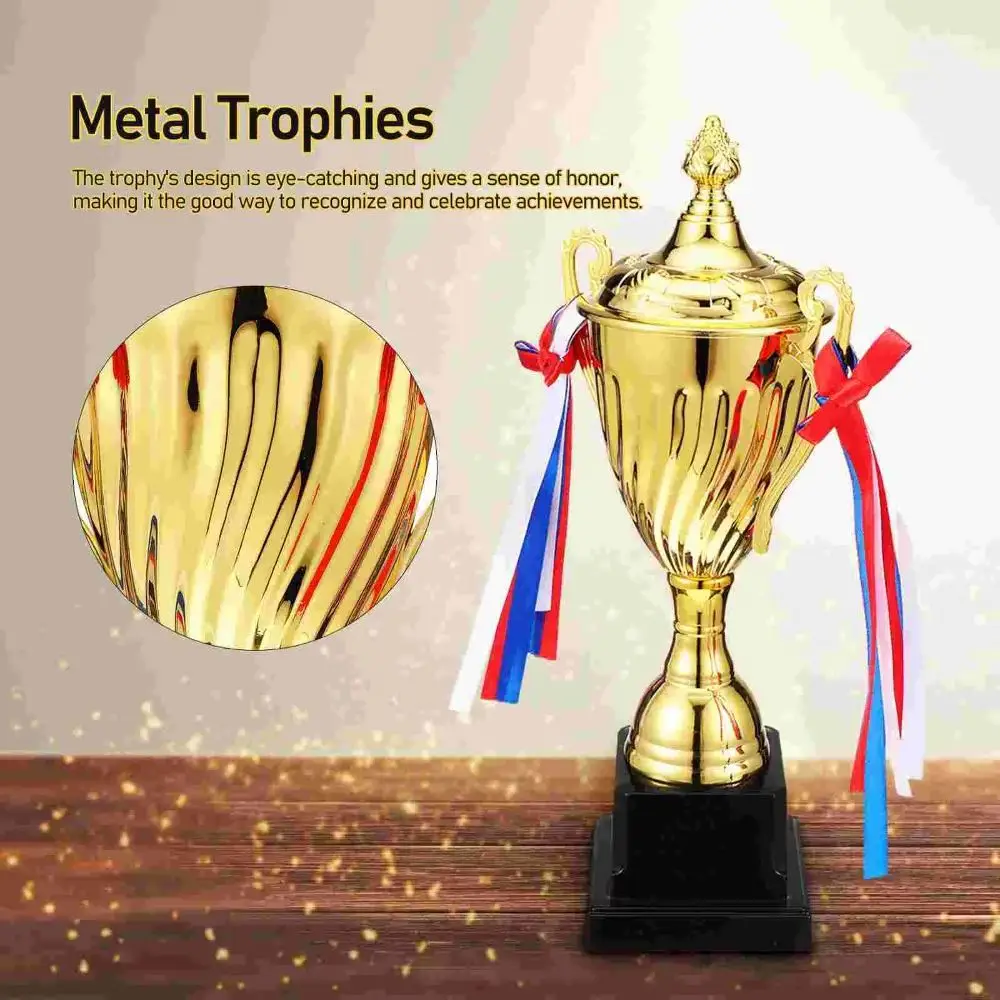 29/33/36cm Gold Trophy Cup Large Size Height Design Competition Trophy Cup Shape Event Props Winner Trophies Classroom Use