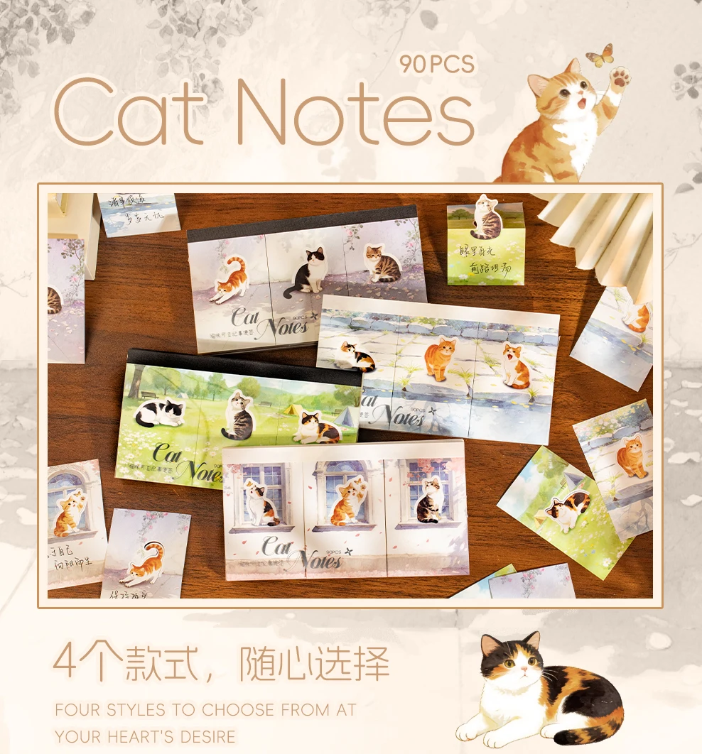 Journal GO 90 Seiten Katzen-Motiv Notizblöcke Niedliche Notizen Lesezeichen Geschenk für Kinder Schule Bürobedarf Schreibwaren Papier – Detail 2