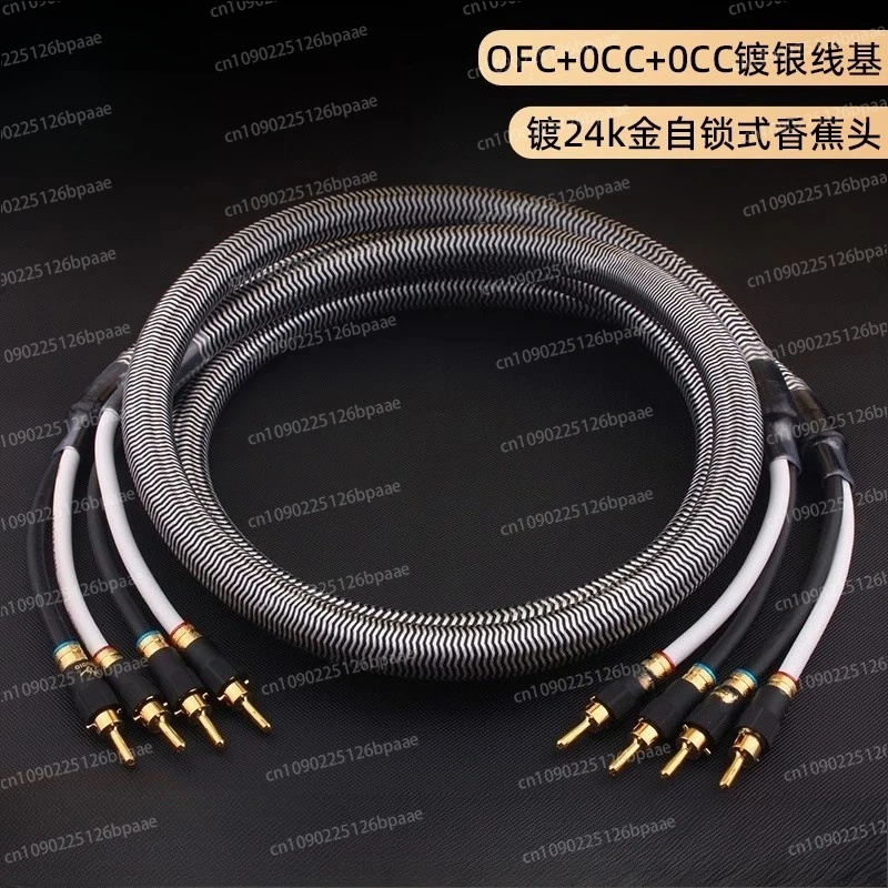

HiFi audio speaker cable, audiophile grade single crystal copper silver-plated power amplifier speaker connection surround cable