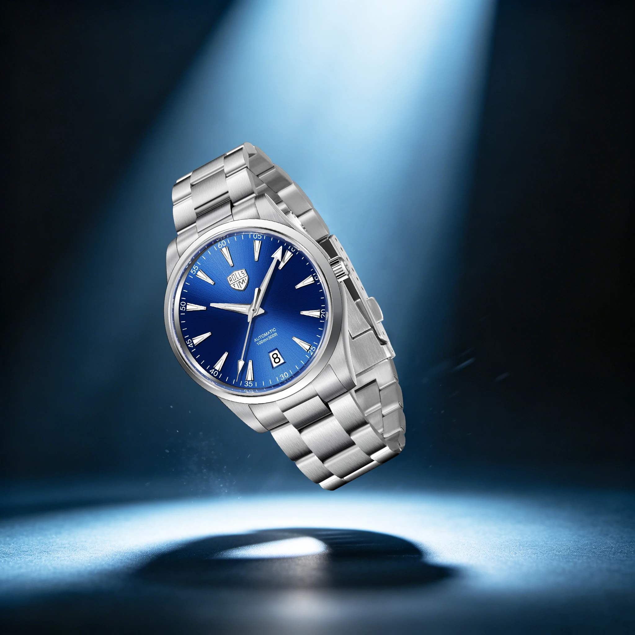 ROLLSTIMI New Luxury Business Men's Mechanical Watch Premium Formal Stainless Steel Sapphire Calendar 100m Diving Luminous Watch