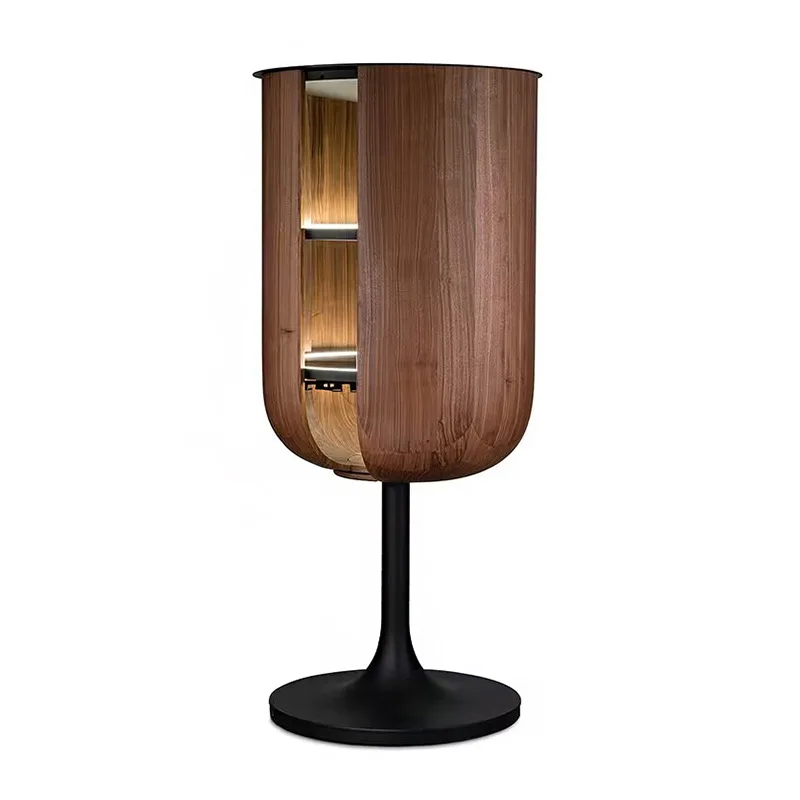 Petal wine cabinet household living room Italian solid wood wine cabinet light luxury high-end rotating display cabinet